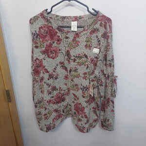 Time and Tru maternity shirt xl new pregnancy top floral long sleeve sweater